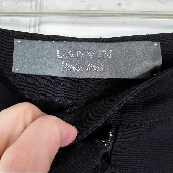 Lanvin Men’s Wool Linen Blend Tuxedo Pants in Black w/Blue Stripe Size 46 - Picture 9 of 11